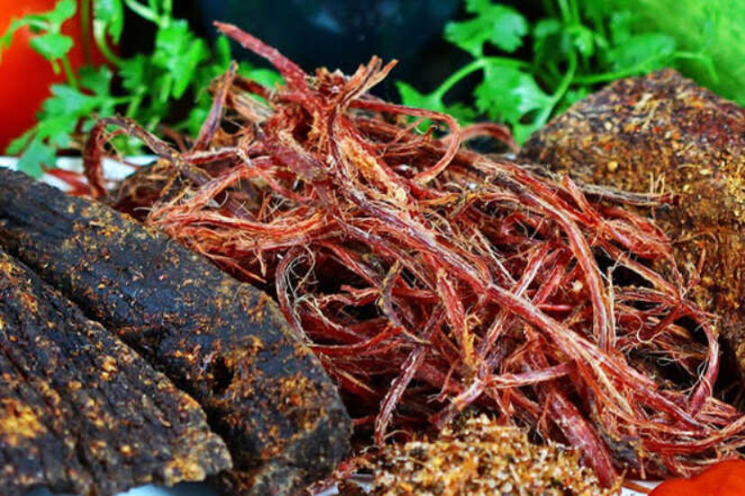 Smoked buffalo jerky marinated with mac khen and mountain spices from Northwest Vietnam